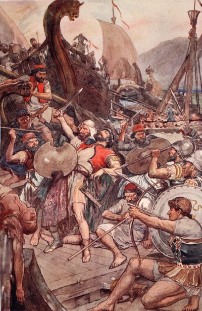 Tod des persischen Admirals bei Salamis, Illustration aus 